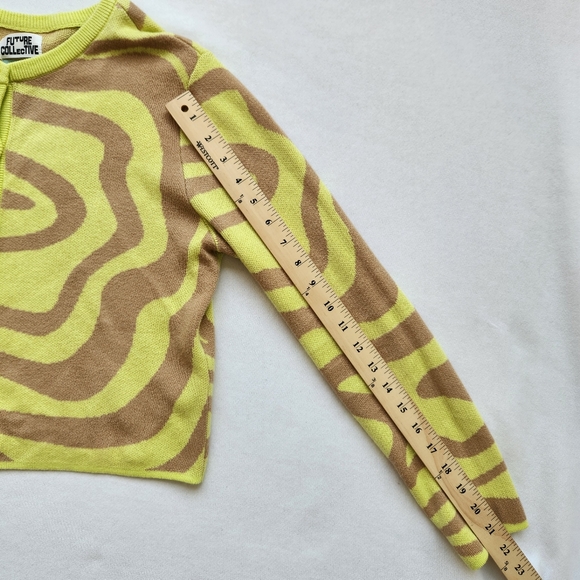 Future Collective Gabriella Karefa-Johnson Cardigan Neon Lime Green Tan Zebra XS - Picture 10 of 11